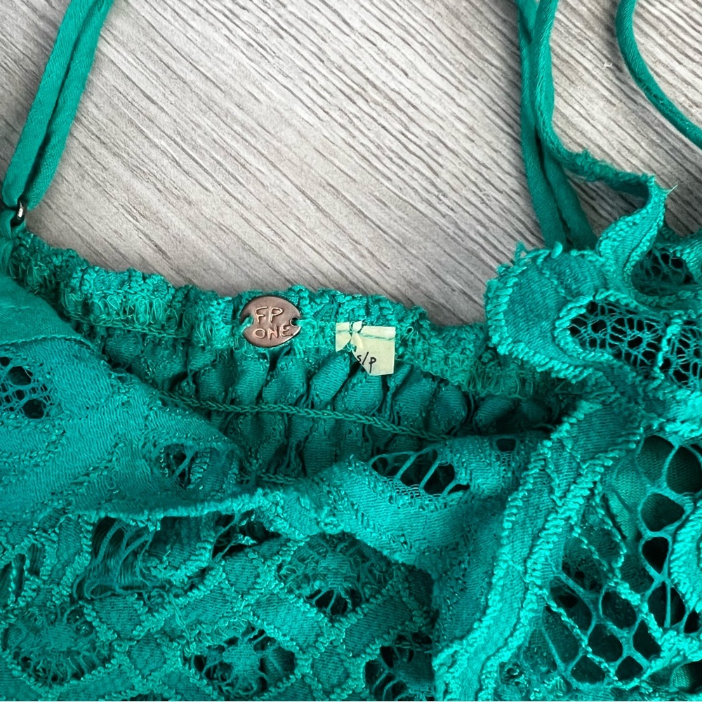Free people Adella Teal Lace crop top Bralette - Picture 3 of 3